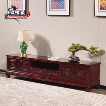 Mahogany TV cabinet combination African rosewood Chinese living room solid wood furniture carved four doors two pump storage cabinet