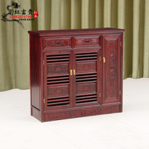 Mahogany shoe cabinet African rosewood foyer Chinese multifunctional storage cabinet all solid wood carved multi-layer shoe rack