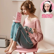 Bộ đồ ngủ nữ mùa xuân và mùa thu cotton dài tay mỏng phù hợp với phiên bản Hàn Quốc tươi mới và đáng yêu của mùa đông lỏng lẻo có thể mặc bên ngoài dịch vụ gia đình 2018