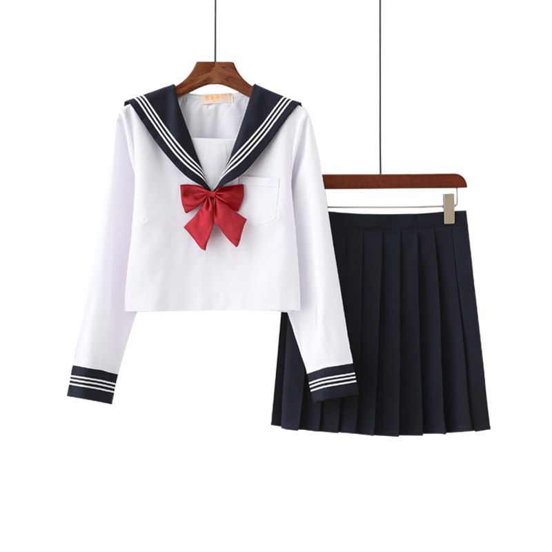 Japanese JK uniform female pleated skirt genuine two spring and summer naval academy wind students three high school class suit
