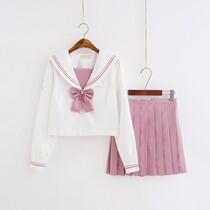 Japanese genuine jk uniform soft sister skirt Sailor suit class suit Student uniform Pink Magnolia embroidery college style suit female
