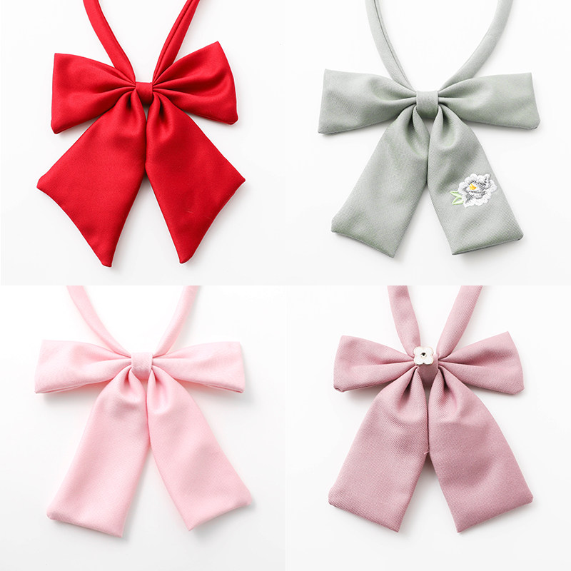 Japanese JK uniform bow tie female solid color shirt sailor suit college style bow school uniform red feather root collar flower red