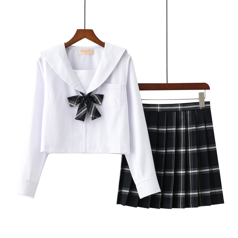 jk uniform genuine sailor suit white without this soft girl Japanese female student plaid pleated skirt short skirt college style suit