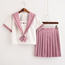 Pink genuine soft girl jk uniform skirt Japan Kansai lapel sailor suit Student dress College style suit class uniform School uniform