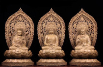 Agarwood Buddha statue Amitabha Buddha Woodcarving Western Three Saints Three Treasures Buddha Guanyin offering ornaments