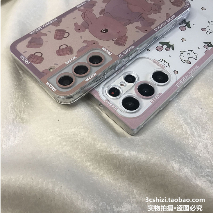 Girls Cute Cartoon Rabbit Silicone TPU S23, S23 Plus, S23 Ultra, S22, S22 Plus, S22 Ultra, S21, S21 Plus, S21 Ultra, Note 20
