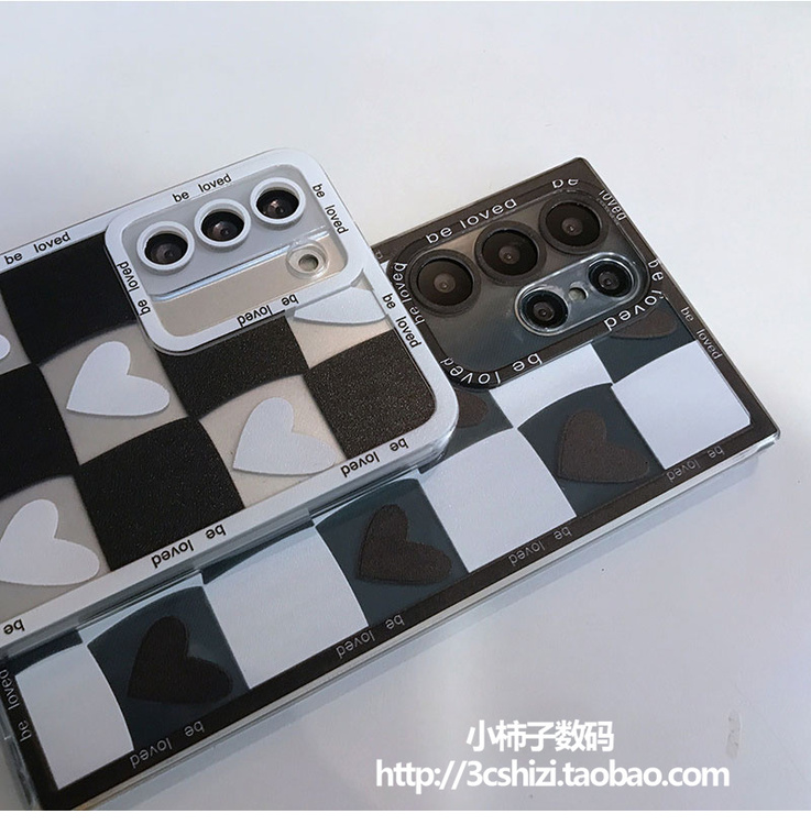 Checkered Pattern New Hearts Chess Board S23, S23 Plus, S23 Ultra, S22, S22 Plus, S22 Ultra, S21, S21 Plus, S21 Ultra, S20