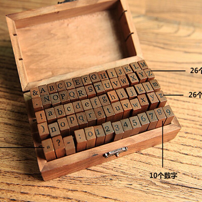 Otaku Korean Creative DIY Combination Stamp Set Regular Script Numbers + English Letters Stamp (70 Pieces)