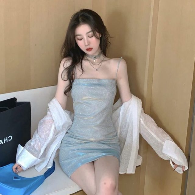 Nightclub petite taller suit women's suspender dress can be salty or sweet two-piece sun protection clothes in early autumn light style mature mature