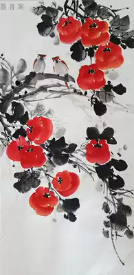 Chinese painting flower and bird boutique ink painting Chinese painting persimmon and bird decorative painting boutique generation painting