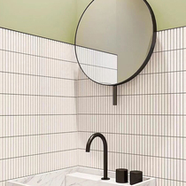 Nordic toilet long strip mosaic double row sliver tiles White grid background wall tiles Bathroom wall tiles
