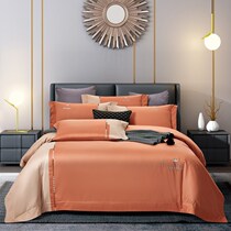 Tumei Dorm Accessories 50 Vegetarian Color Parquet Embroidered Linen Four Pieces Light Extravagant Satin Long Suede Cotton Kit Full Cotton Pure Cotton Linen