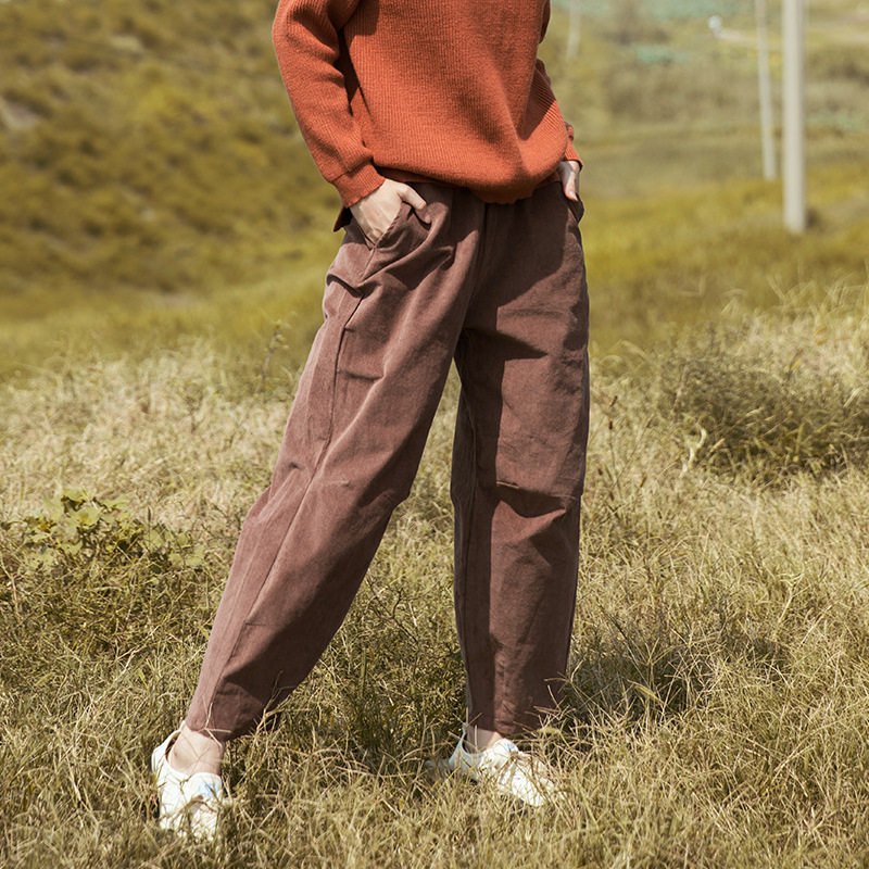 复古原宿风宽松萝卜裤女2018秋冬新款分割休