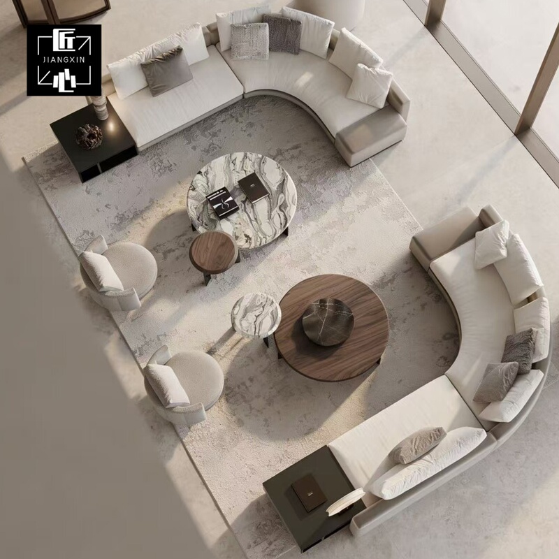Hotel Lobby Sofa, Clubhouse, Beauty Salon, Lobby Lounge Area, Sales Office, Company Reception Curved Sofa