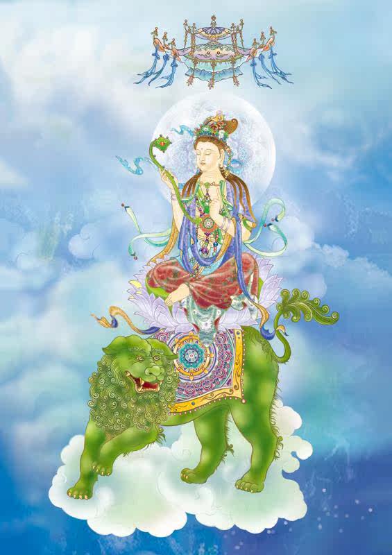 Buddhist Wenshu BodhisattBodhisattBodhisattva Pian Bodhisattva Like a complete set of two Buddhist bodhisattvas photo metal paintings