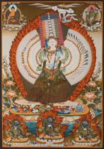 Great White Umbrella Cover Buddha Statue Portrait Hidden Big White Umbrella Buddha Mother Thousands Hand Like Buddhist Supplies Photographic Paper Metal Portraits