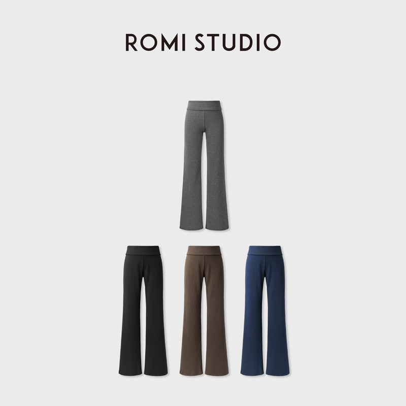 Romi Studio Cuffed Pants, High Elasticity, Soft and Waxy Knit, Widened High Waist, Slightly Flared Leggings Rwdwxd5971 Romi Studio Cuffed Pants, High Elasticity, Soft and Waxy Knit, Widened High Waist, Slightly Flared Leggings Rwdwxd5971