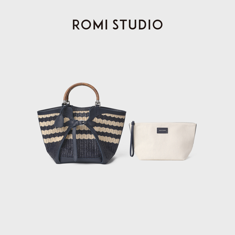 Romi Studio Genuine Leather Casual Woven Wooden Handle Handbag Rwdlp34025 Romi Studio Genuine Leather Casual Woven Wooden Handle Handbag Rwdlp34025