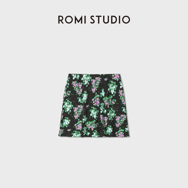 Romi Studio 16mm Crepe De Chine Mulberry Silk Printed Bias-Cut Elastic Waist Skirt Rwdwxy4375