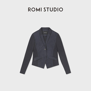 Romi Studio Old Money Style Knitted Patchwork Woven Fabric Short Blazer Rwdswu2488