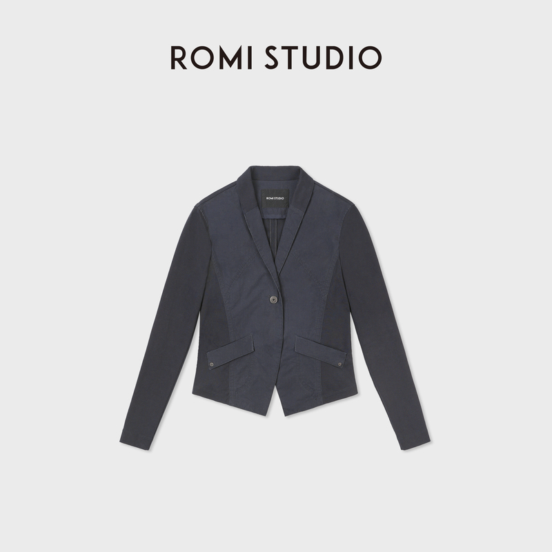 Romi Studio Old Money Style Knitted Patchwork Woven Fabric Short Blazer Rwdswu2488