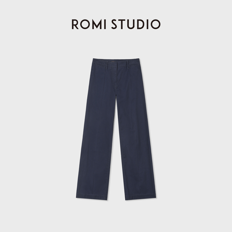 Romi Studio Cotton Soft Slimming Navy Blue Straight-Leg Pants Rwdwxy5420 Romi Studio Cotton Soft Slimming Navy Blue Straight-Leg Pants Rwdwxy5420