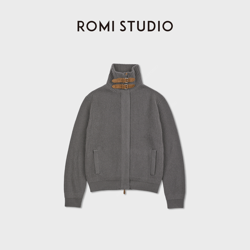 Romi Studio Retro Style Cashmere Wool Blend Genuine Leather Button Cardigan Sweater Rwcasd6879 Romi Studio Retro Style Cashmere Wool Blend Genuine Leather Button Cardigan Sweater Rwcasd6879