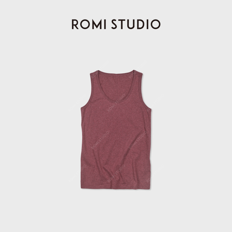 Romi Studio High-Count Long-Staple Cotton Matte Purple-Red Sleeveless U-Neck Vest Rwdss62004 Romi Studio High-Count Long-Staple Cotton Matte Purple-Red Sleeveless U-Neck Vest Rwdss62004