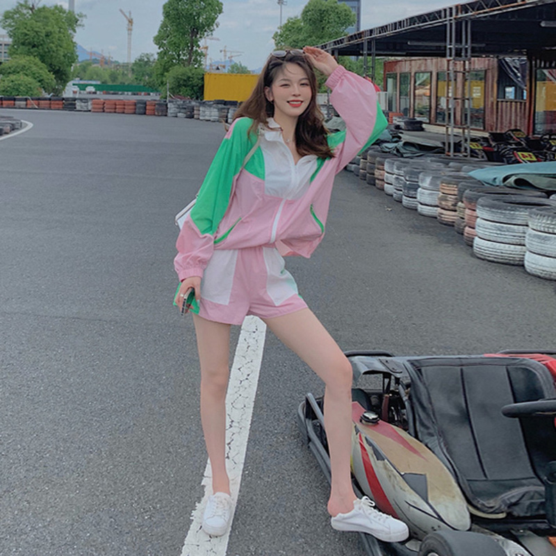 Casual Sports Suit Women's Summer 2022 New Fashion Foreign-Style Sunscreen Shorts Running Two Sets Eben