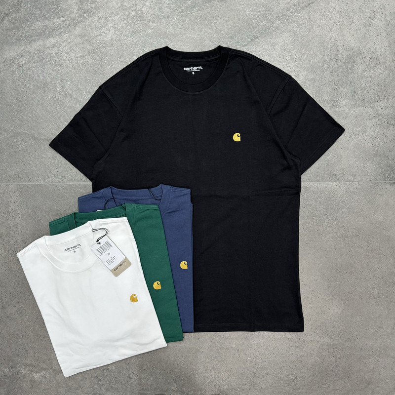 In Stock Carhartt Wip Chase Classic Gold Label Embroidered Small Logo Short-Sleeve T-Shirt