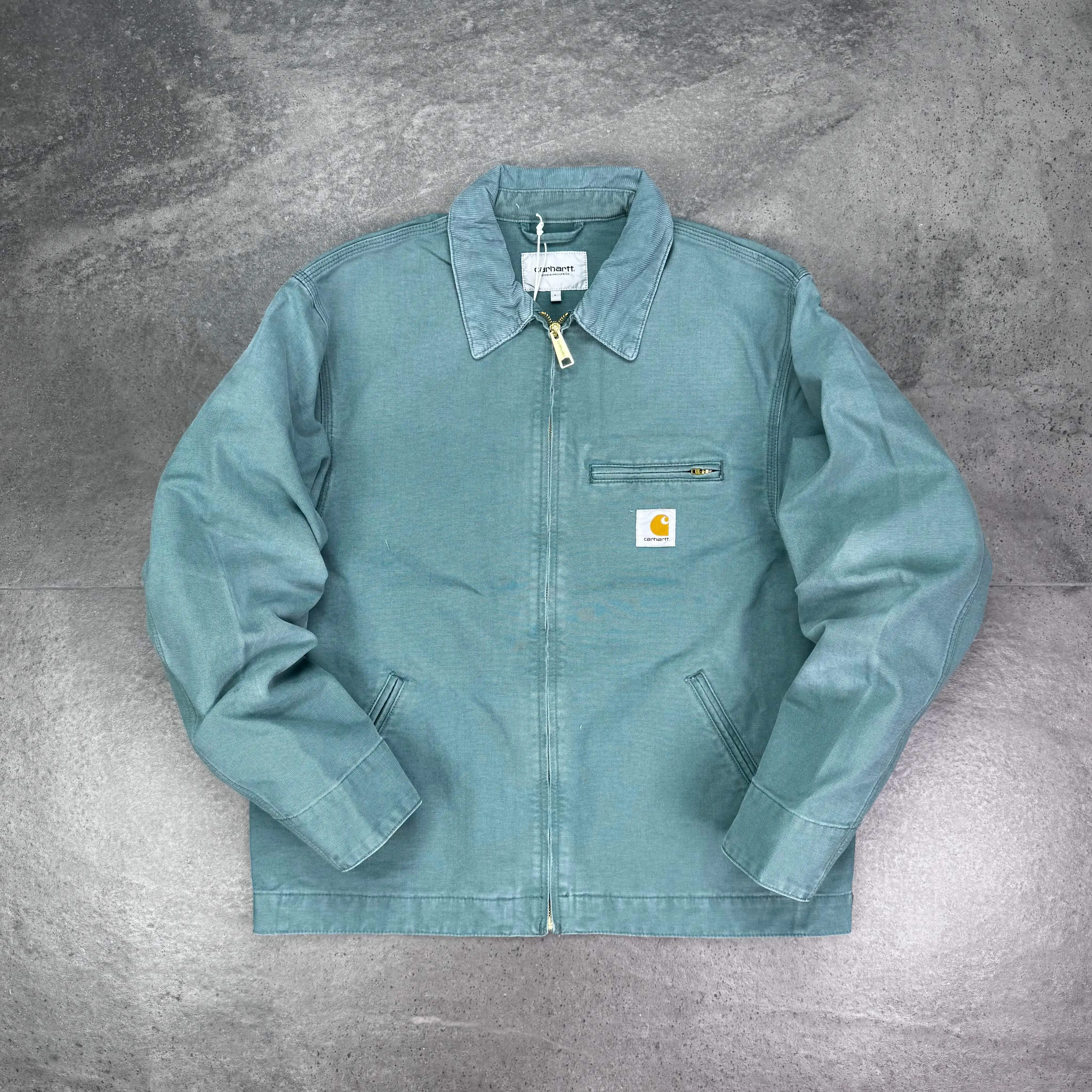 Джекет Carhartt Detroit с эффектом состаренной ткани, синяя камуфляжно-песочная стирка, стильная куртка на все сезоны для мужчин и женщин