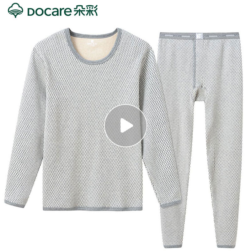 Colorful Cotton Men's Thermal Underwear Winter Fleece Thickened Set Pure Cotton Women's Striped Base Layer Cotton Sweater Versatile