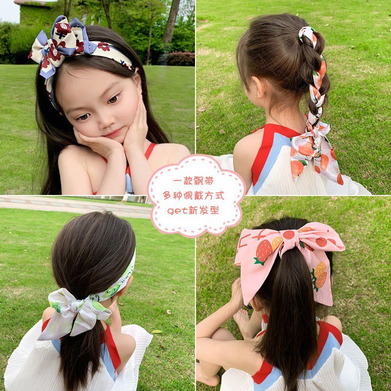 Hair strap Children children hair with women tied hair colored with mesh red little girl silk scarlet with head decorated with baby floe