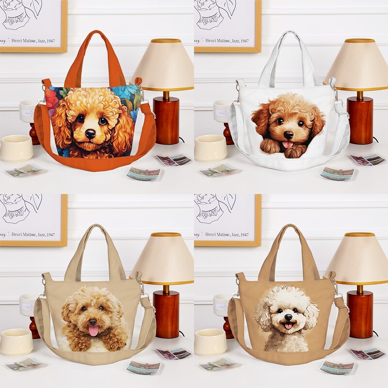 Poodle, Curly-Haired Dog, Teddy Crossbody Bag, Handbag, Tote Bag, Casual Portable Bag for Going Out