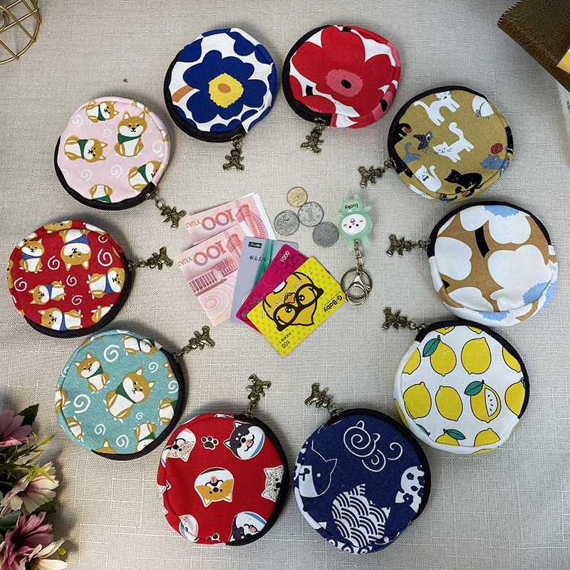 Fandoudou/Original Anime Round Coin Purse with Zipper Mini Cute Key Storage Bag Portable Coin Pouch