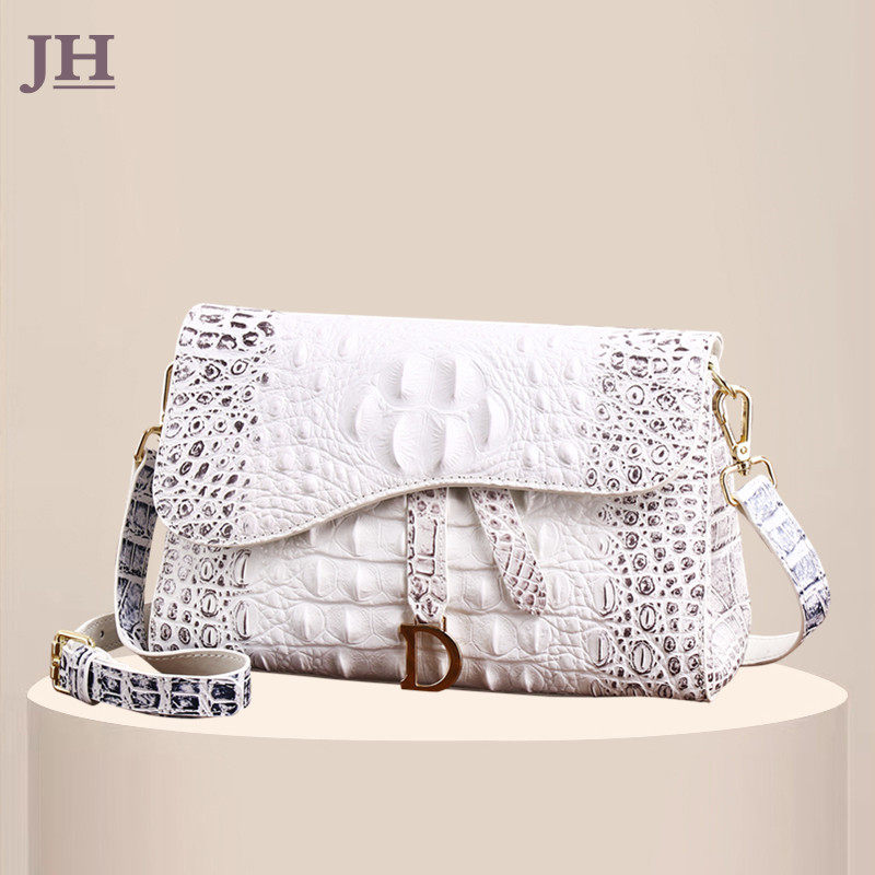 JH high luxury crocodile bag leather handbag 2022 new fashion niche retro small square bag one shoulder Messenger bag small bag