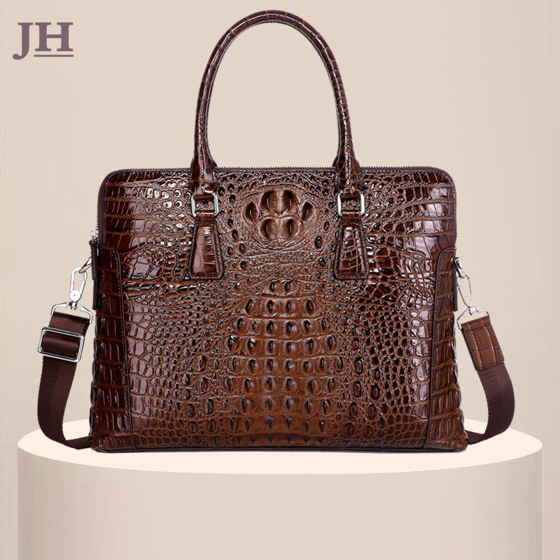 High-end crocodile handbag men's leather men's bag computer bag large capacity fashion crossbody shoulder bag business briefcase