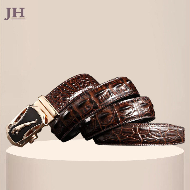 High-end crocodile belt men's genuine leather new 2022 trouser belt top layer cowhide fashion all-match automatic buckle belt 3 5