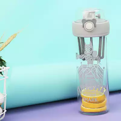 SHARK Sakke co-name Korean Cup bear shake Cup sports straight drink cup students can carry original illustration original