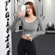 Modale fake two sports long sleeve short stretch of open navel elastic body gym outside wearing a running casual yoga suit