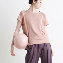 Large size quick-drying fitness clothes loose breathable sports leisure bat sleeve T-shirt mesh stitching hollow yoga blouse