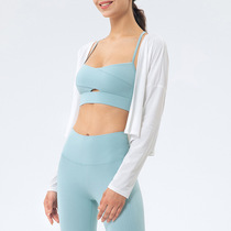 Loose long sleeve sports shirt sunscreen running blouse fitness jacket two wear hip skirt anti-embarrassing fitness skirt