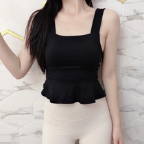 Temperament sexy outside sports vest with chest pad ruffle yoga sling dance training Joker fitness bra