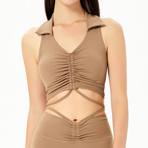 Wear sexy sports suit Fitness two packs containing breast cushion sleeveless yoga vest microhorn training pants