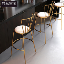 Nordic gold bar chair net red Modern simple home backrest dining chair High foot cafe bar chair Bar stool