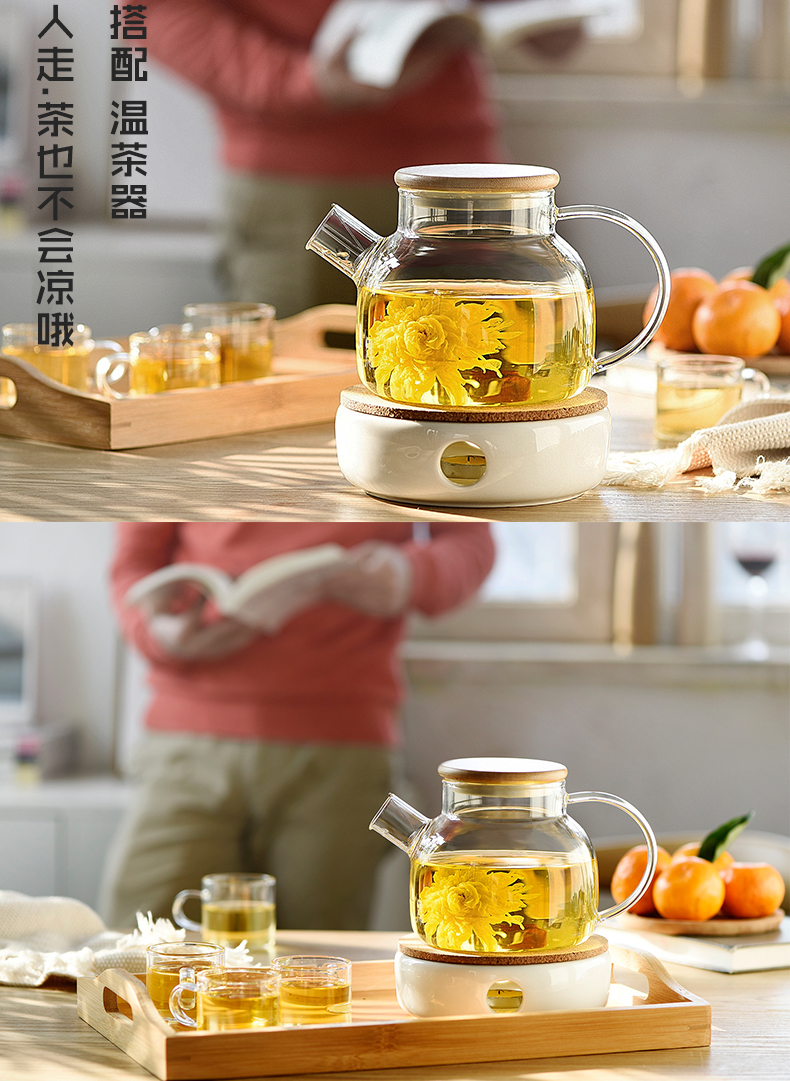 Hình hoa ấm trà dày chịu nhiệt cao thủy tinh trái cây ấm trà bộ ấm trà điện bếp gốm binh pha tra