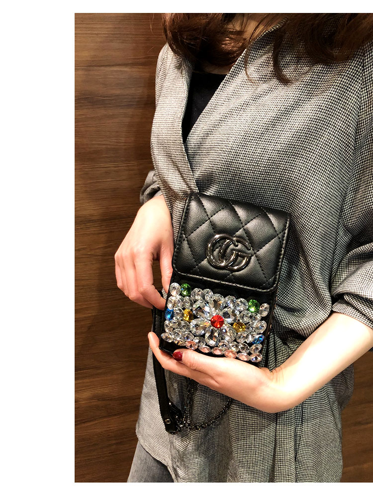 2019 phụ nữ mới kim cương với túi điện thoại di động kim cương cá tính Túi đeo vai đơn có thể đặt túi điện thoại di động đa chức năng túi nhỏ - Túi điện thoại túi đeo chéo nam