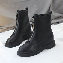 Short boots female 2021 autumn and winter new trend Net red Martin boots front zipper leisure snow boots Korean version Joker womens boots