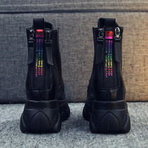 Short boots women 2021 autumn and winter New Inner height Martin boots women 10cm slim women boots Net red thin boots plus Velvet