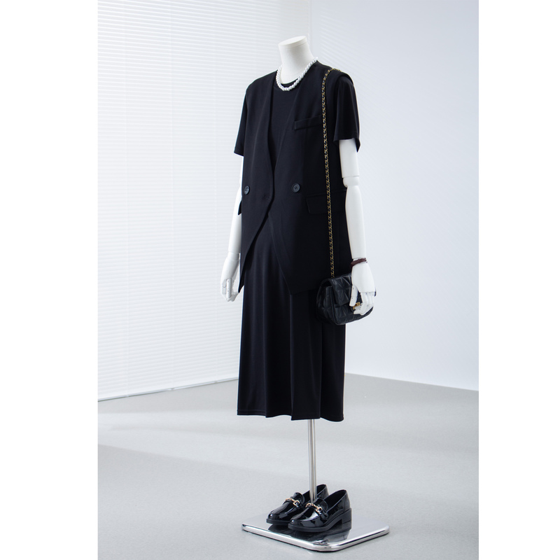 Pregnant Women's Black Suit Vest Dress Suit Women's Summer Korean Style Loose Professional Work and Commuting Wear Skirt